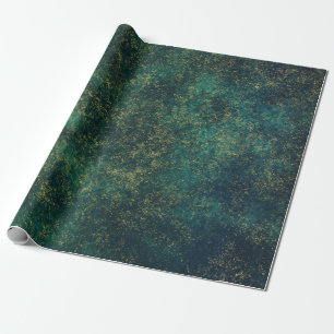 Green / Blue Watercolor Faux Gold Foil Wrapping Paper