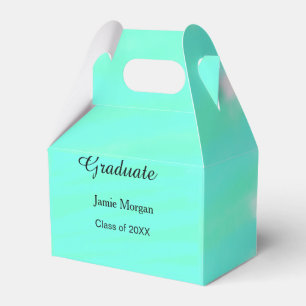 Green blue watercolor graduation add name year favor boxes