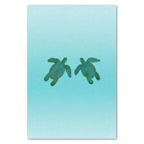 Green Blue Watercolor Ocean 2 Sea Turtles Tissue Paper