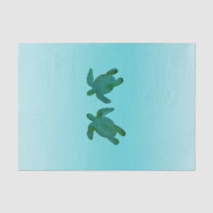 Green Blue Watercolor Ocean 2 Sea Turtles Tissue Paper
