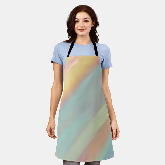 Green Blue Watercolor Pattern Apron (Worn)