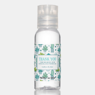 Green & Blue Watercolor Succulent - Thank You Hand Sanitizer