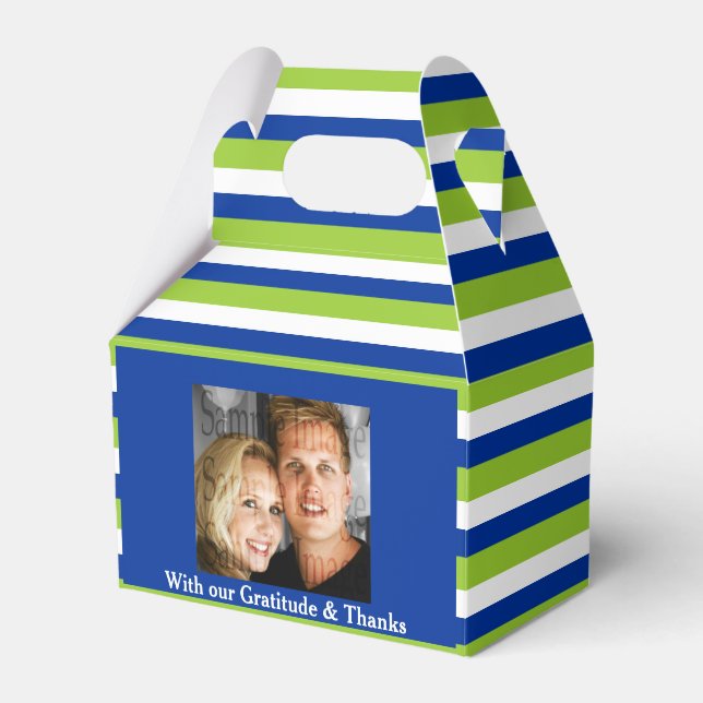 Green blue wedding PHOTO 2 Favor Boxes (Front Side)