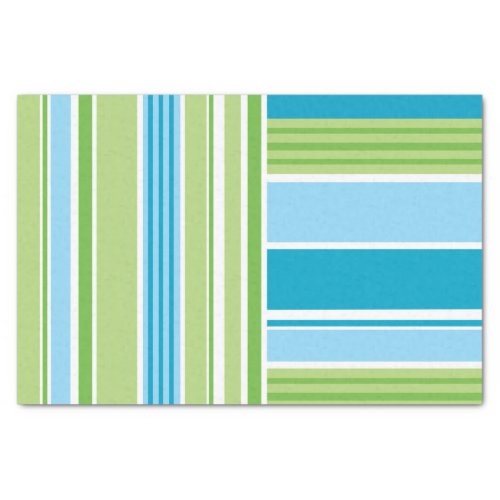Green Blue White Lines Stripe Pattern Tissue Paper