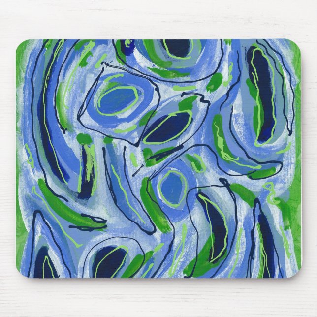 Green Blue White Mouse Pad (Front)