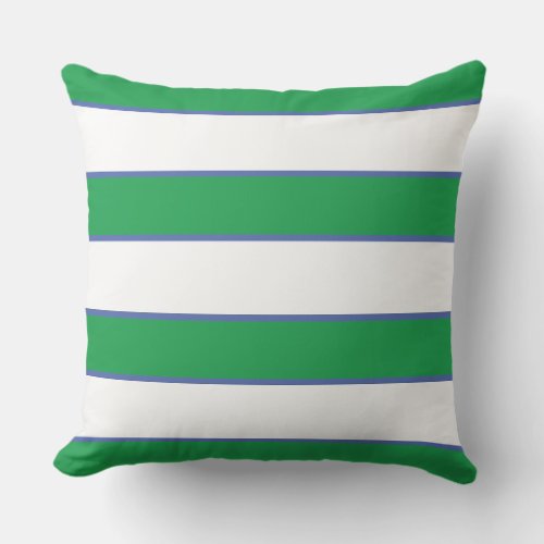 Green Blue  White Nautical Elegant Modern Stripes Outdoor Pillow