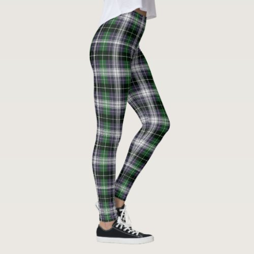 Green Blue White Tartan Plaid Pattern Leggings