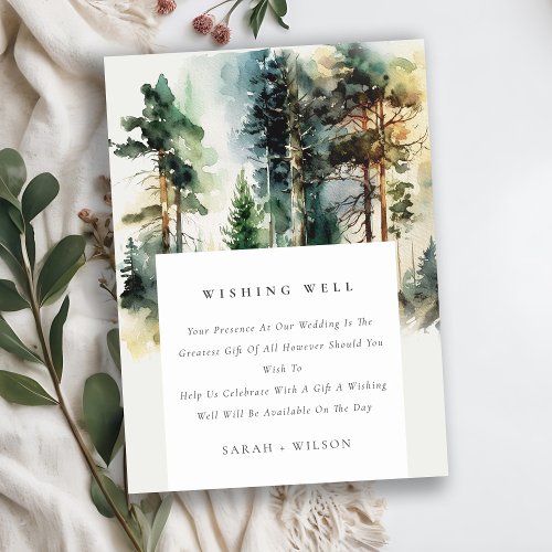 Green Blue Woodland Forest Wishing Well Wedding Enclosure Card