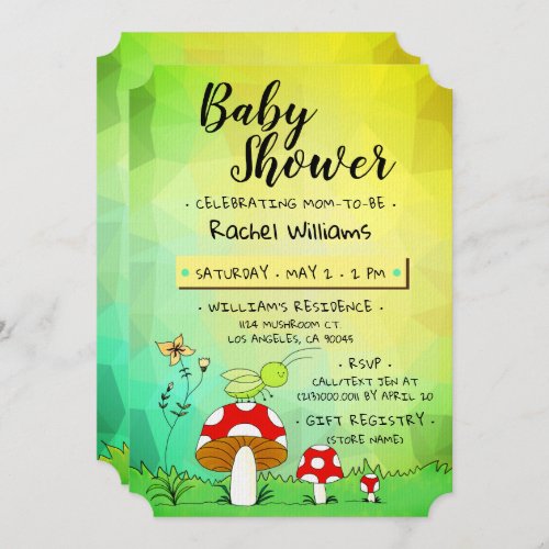 Green Blue Woodland Theme  Baby Shower Card