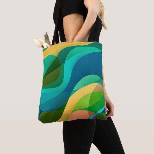 Green Blue Yellow Abstract Art Tote Bag