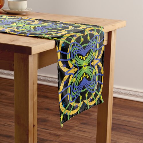 Green Blue Yellow Abstract Short Table Runner