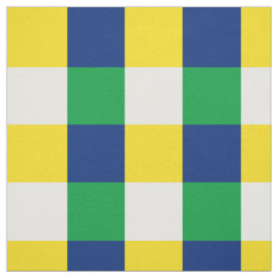 Green, blue, yellow and white checkerboard pattern fabric
