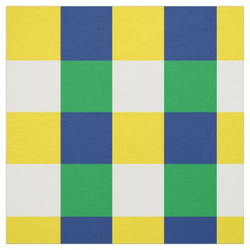 Green, blue, yellow and white checkerboard pattern fabric
