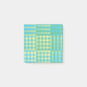 Green Blue Yellow Checker Patchwork Pattern Post-it Notes