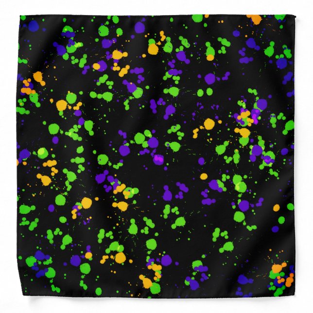 Green Blue Yellow Paint Splatter Design Pattern Bandana (Front)