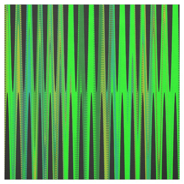 Green Blue Yellow Vertical Stripe Print Pattern Fabric (Swatch)