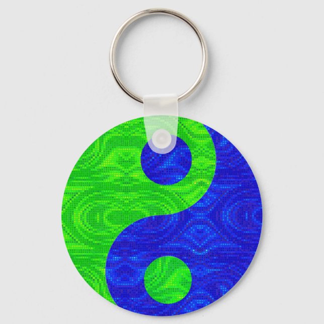 Green & Blue Yin Yang Symbol Key Chain (Front)