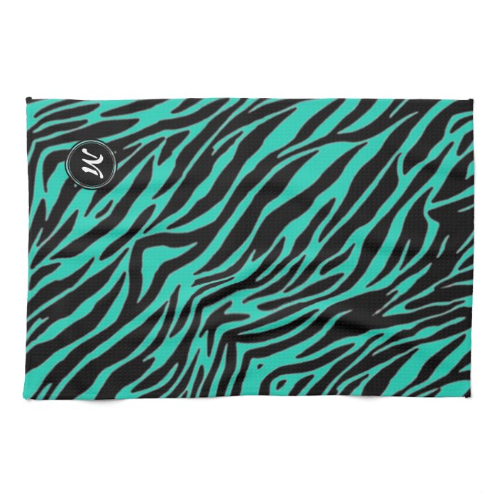 Green Blue Zebra Print Towel