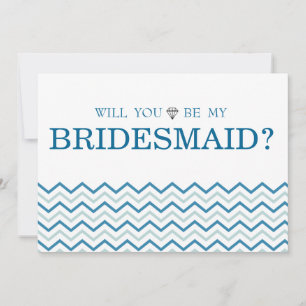Green Blue Zigzag Cute Will You Be My Bridesmaid Invitation