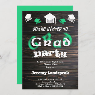Green Blurry Text for Graduation House Party Invitation