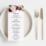 Green Blush Burgundy Floral Dinner Menu Card<br><div class="desc">This green blush burgundy floral dinner menu card is perfect for a rustic wedding. The design features elegant green,  blush,  purple,  red and burgundy hand-drawn flower bouquets,  inspiring natural beauty.

This menu can be used for a wedding reception,  rehearsal dinner,  bridal shower or any event.</div>