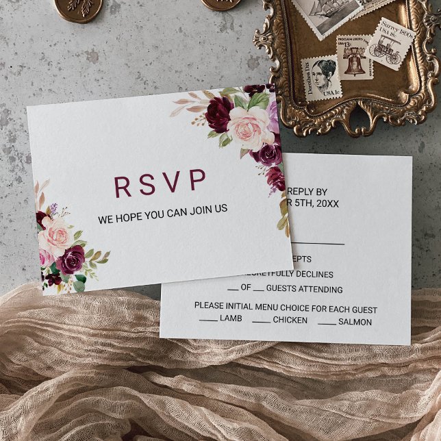 Green Blush Burgundy Floral Menu Choice (Creator Uploaded)