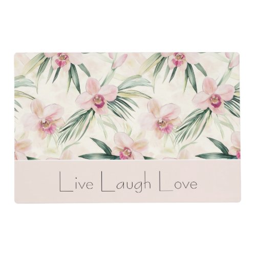 Green Blush Pink Orchid Flowers Love Placemat