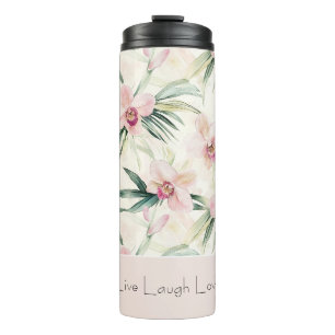 Green Blush Pink Orchid Flowers Love Thermal Tumbler