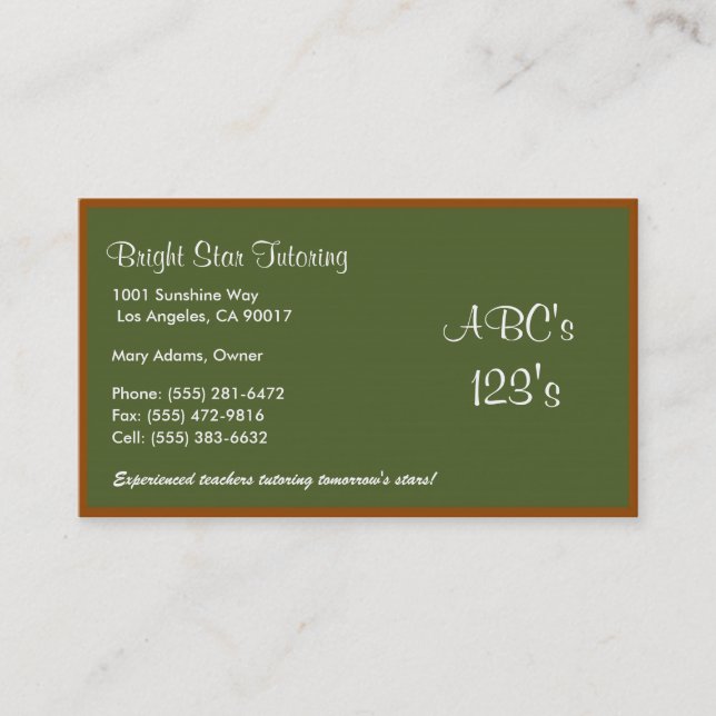 Green Board Basics Business Card (Front)