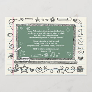 Green Board Teacher's Retirement Party Invitation