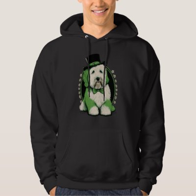 Green Bobtail shamrock St Patricks Day Old English Hoodie