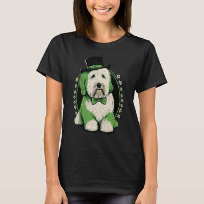 Green Bobtail shamrock St Patricks Day Old English T-Shirt