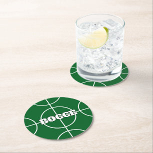 Green Bocce Ball custom paper drink coasters