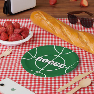 Green Bocce Ball Game custom paper party plates