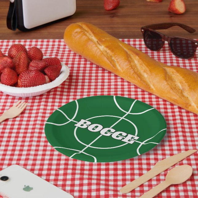 Green Bocce Ball Game custom paper party plates (Picnic)