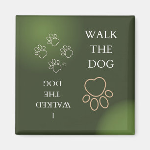Green Bohemian dog walker flip  Magnet