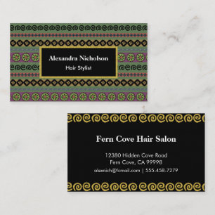 Green Boho Aztec Pattern Hipster Tribal Business Card