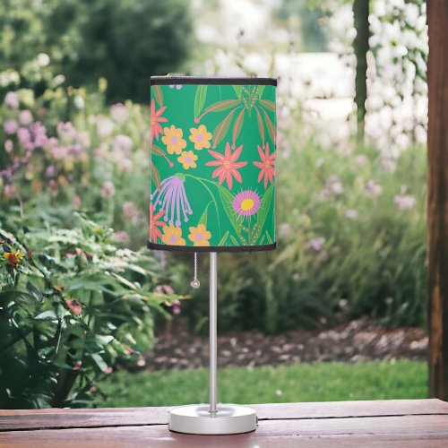 Green Boho Chelsea Floral Garden  Table Lamp