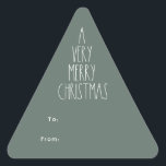 Green Boho Christmas Gift Triangle Sticker<br><div class="desc">This green boho Christmas gift triangle sticker is perfect for your modern bohemian country farmhouse-inspired holiday greeting. The classic rustic yet delicate hand-drawn font gives it an earthy vintage look while keeping it cute and simple. The design is excellent for your natural fun and casual season greetings.</div>