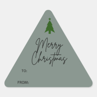 Green Boho Christmas Gift Triangle Sticker
