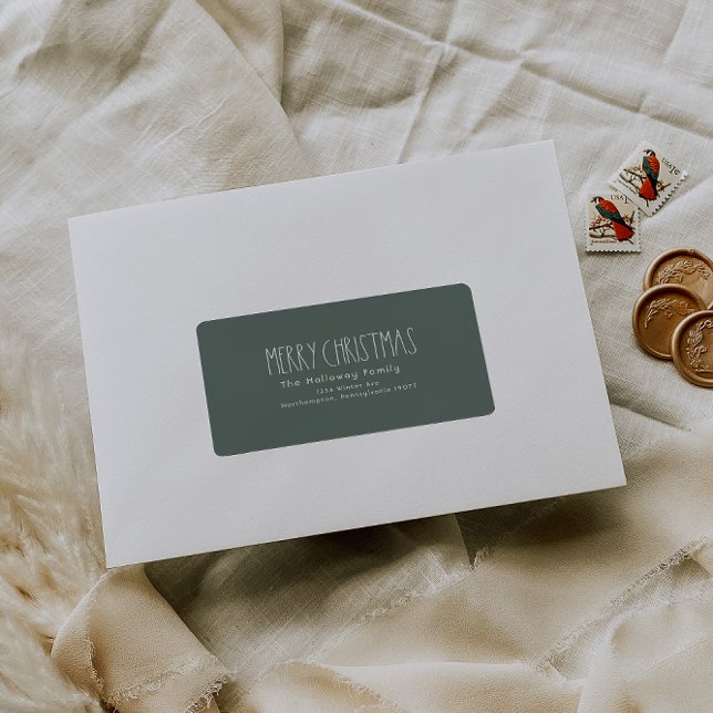 Green Boho Christmas Return Address Package Label (Creator Uploaded)