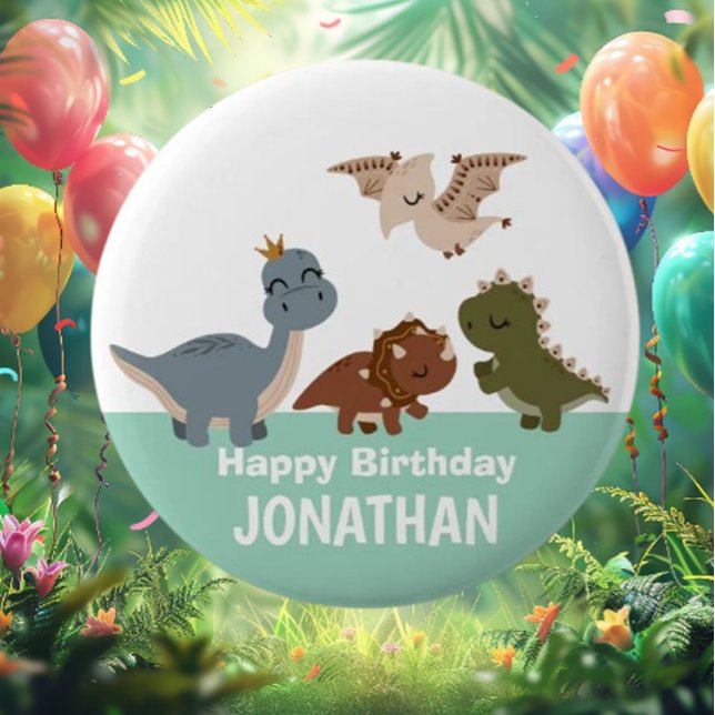 Green Boho Dinosaur  Button (Discover the playful charm of our Green Boho Dinosaur Button! )