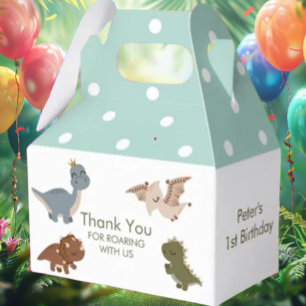 green boho dinosaur favor boxes