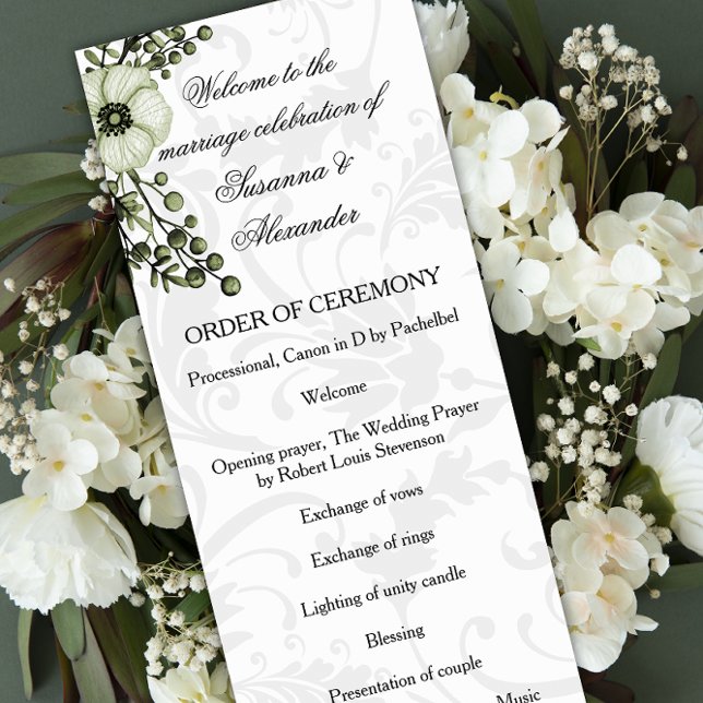 Green Boho Floral Wreath Wedding  Program (Creator Uploaded)
