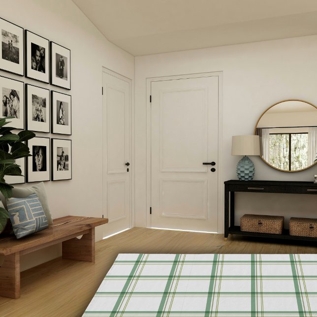 Green Boho Framhouse Check Plaid Area  Rug (Green Boho Framhouse Check Plaid Area Rug)