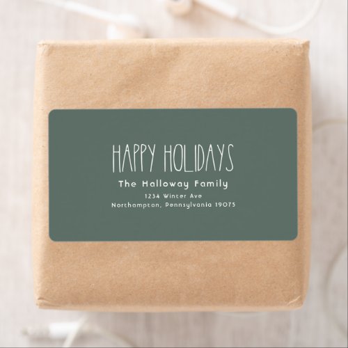 Green Boho Happy Holidays Return Address Package Label