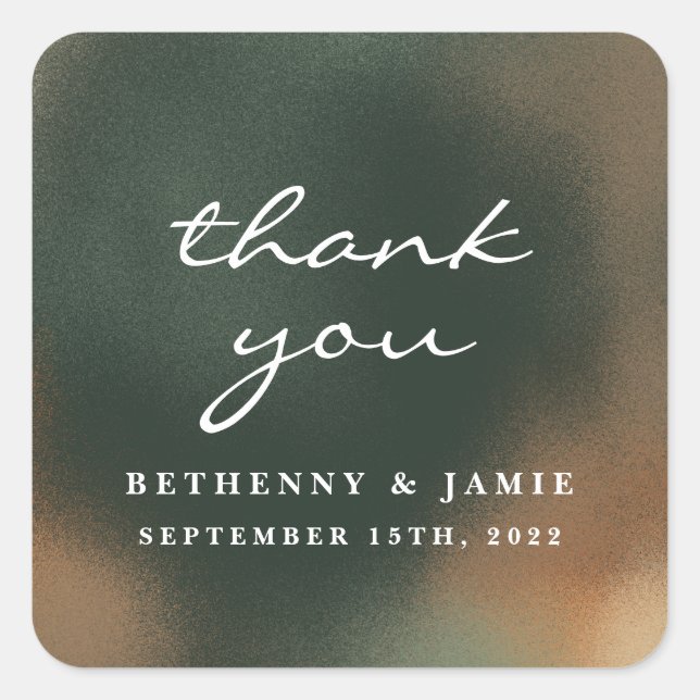 Green Boho Minimalist Wedding  Square Sticker (Front)