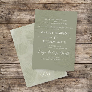 Green Boho Palm Leaves Botanical Tropical Greenery Invitation