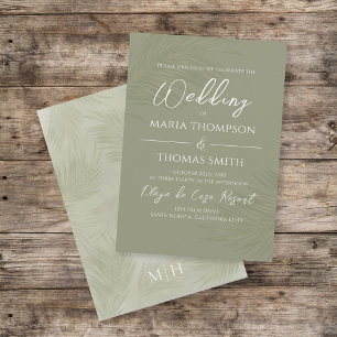 Green Boho Palm Leaves Botanical Tropical Greenery Invitation