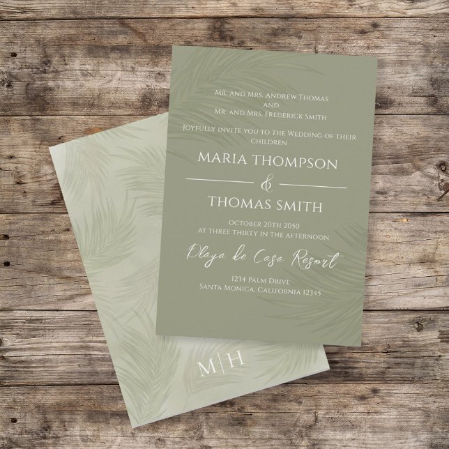 Green Boho Palm Leaves Botanical Tropical Greenery Invitation (Creator Uploaded)